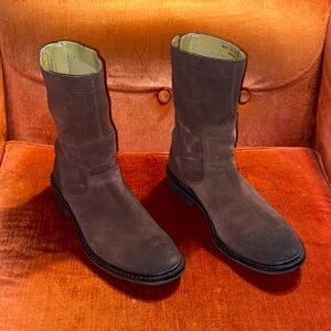 Vintage Cole Haan Dark Brown Suede l zipper Boots/ size 7 mens